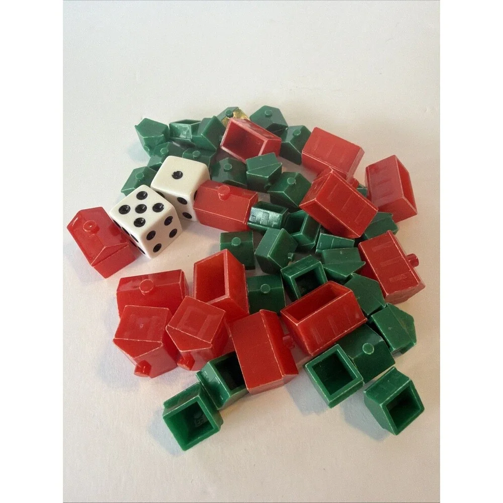 Monopoly Game Replacement Parts Hotels and Houses and Dice